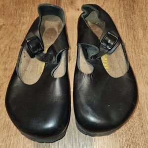 Birkenstock Rare Paris Mary Jane T-Strap Clog Black Leather size 36